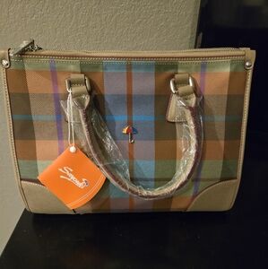 Sayouki Multicolor Plaid Shoulder Bag